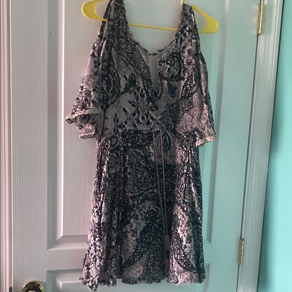 Free people black and purple dress with open shoulder